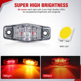 Nilight 2.5 Inch Oval Side Marker Clearance Light 2 LED 4 Amber & 4 Red Light White Lenses 80LM High Lumen Waterproof Surface Mount 12V Direct Wire for Truck Trailer Boat RV Semi, view 3