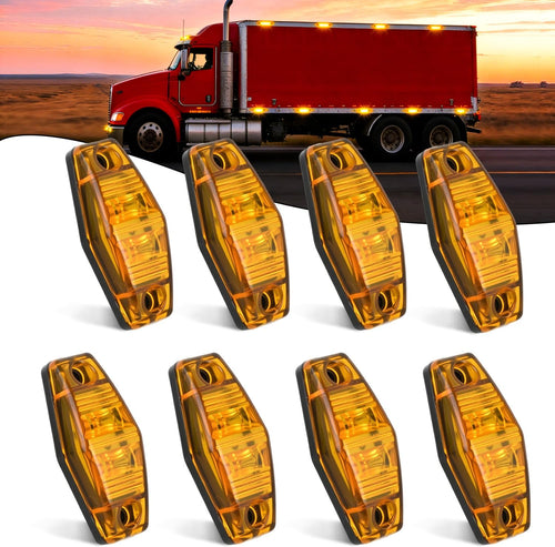 Nilight 2.5 Inch Oval Side Marker Clearance Light 2 LED 8 Pack Amber 80LM High Lumen Waterproof Surface Mount 12V Direct Wire for Truck Trailer Boat RV Semi