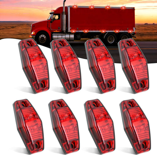 Nilight 2.5 Inch Oval Side Marker Clearance Light 2 LED 8 Pack Red 80LM High Lumen Waterproof Surface Mount 12V Direct Wire for Truck Trailer Boat RV Semi