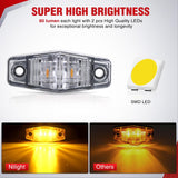 Nilight 2.5 Inch Oval Side Marker Clearance Light 2 LED 8 Pack White Lens Amber Light 80LM High Lumen Waterproof Surface Mount 12V Direct Wire for Truck Trailer Boat RV Semi, view 3