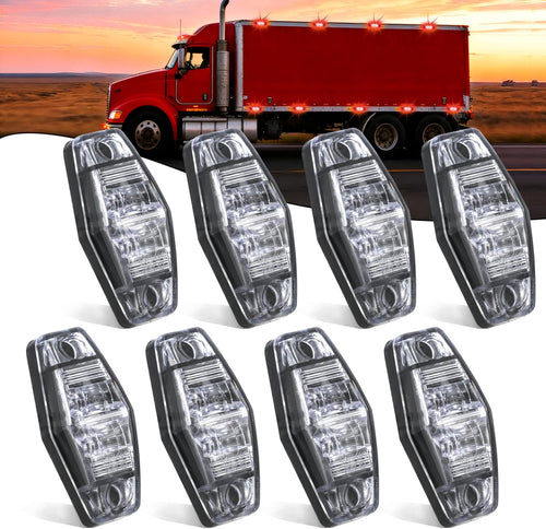Nilight 2.5 Inch Oval Side Marker Light, White Lens Red LED,Waterproof | 2LED 80LM High Output Surface Mount Marker & Clearance Light, 12V Direct Wire Fits Pickup Trucks Trailers RVs & Boats,8 Pack