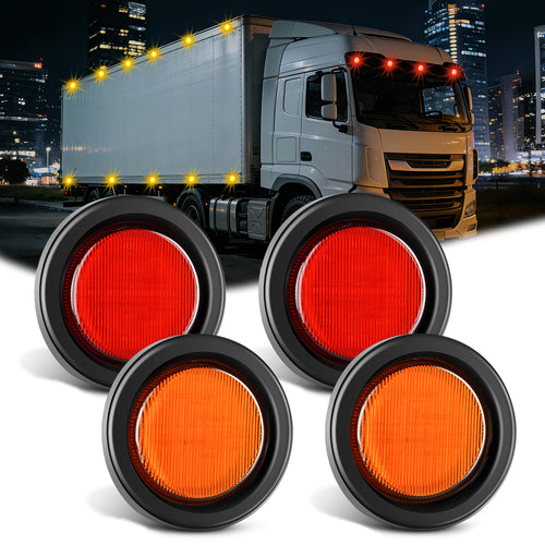 Nilight 2.5 Inch Amber Red 13 Leds Round Marker Clearance Light (4 Pcs)