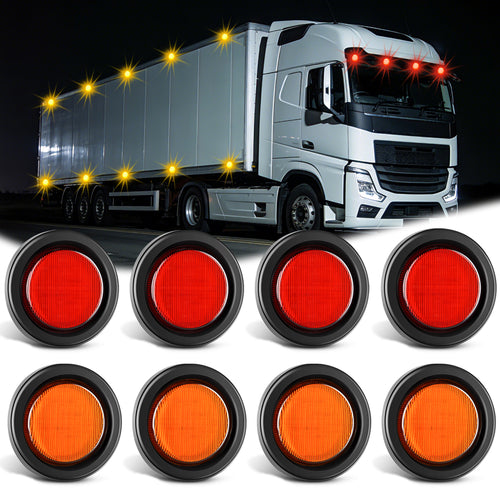 Nilight 2.5 Inch Amber Red 13 Leds Round Marker Clearance Light (8 Pcs)