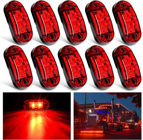 Nilight 2.5 Inch Oval Red Side Marker Light (10 Pcs)