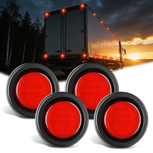 Nilight 2.5 Inch Red 13 Leds Round Marker Clearance Light (4 Pcs)