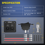 Nilight 2 Gang ON-Off Switch Panel 12V 20A 4 PIN DPST Toggle Switch, view 2