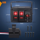 Nilight 2 Gang Rocker Switch Box 12V SPST ON Off Toggle Switches PD Type C and QC 3.0 USB Charger Voltmeter LED Light Waterproof Aluminum Mount Bracket Panel DIY Stickers for Boat Car RV Truck, view 2