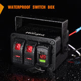 Nilight 2 Gang Rocker Switch Box 12V SPST ON Off Toggle Switches PD Type C and QC 3.0 USB Charger Voltmeter LED Light Waterproof Aluminum Mount Bracket Panel DIY Stickers for Boat Car RV Truck, view 6