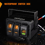 Nilight 2 Gang Rocker Switch Box 12V SPST ON Off Toggle Switches PD Type C and QC 3.0 USB Sockcet Voltmeter LED Light Waterproof Aluminum Mount Bracket Panel DIY Stickers for Boat Car RV Truck, view 4