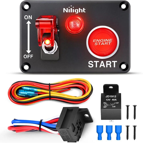 Nilight 2 in 1 Racing Car Ignition Rocker Switch Panel