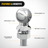 Nilight 2Inch Diameter Chrome Trailer Hitch Ball 1-1/4inch x 2-5/8Inch Shank Universal Fit Gray, view 3