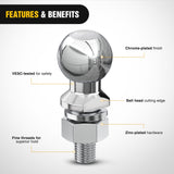 Nilight 2Inch Chrome Trailer Hitch Ball 1 x 2-1/8Inch Shank Universal Fit Gray, view 3