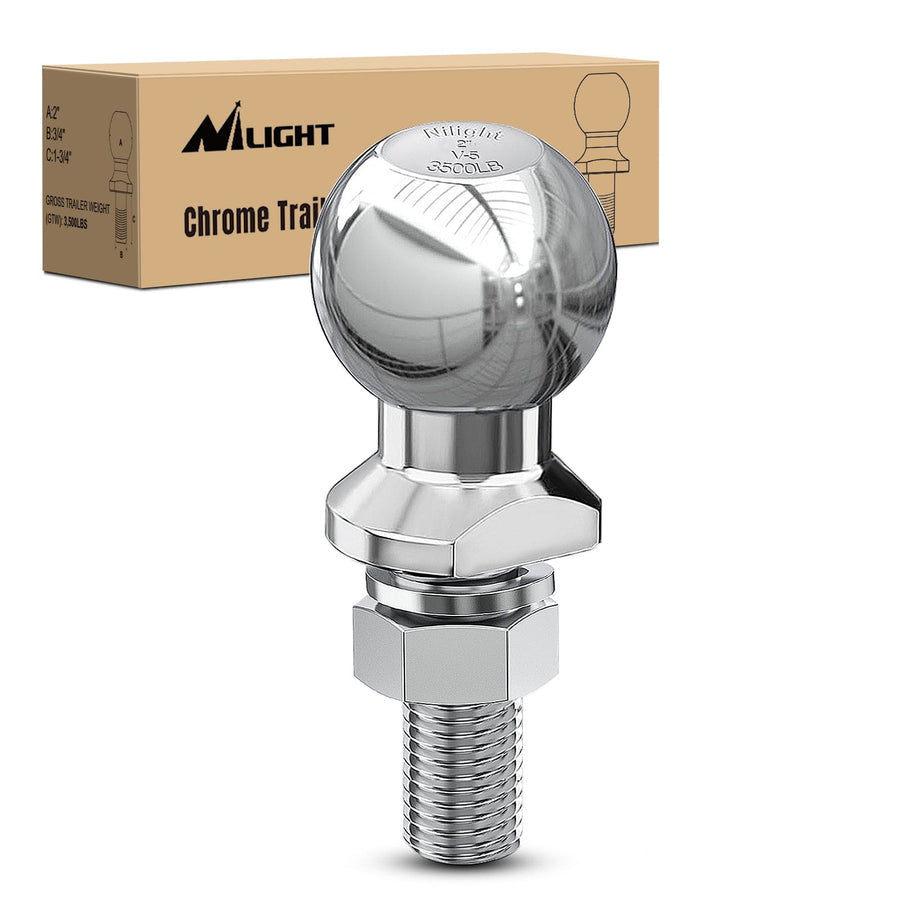 Nilight 2-Inch Diameter Chrome Trailer Hitch Ball