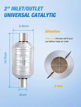 Nilight 2 Inch Inlet/Outlet Universal Catalytic Converter, view 2