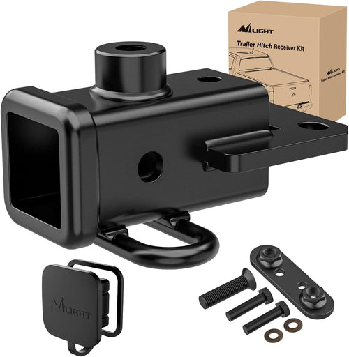 Nilight 2 Inch Rear Trailer Hitch Receiver Class 3 Tow Towing Hitch & Cover Kit for Dodge Ram 1500 2019 2020 2021 2022 2023 2024 2025 with Hitch Cover