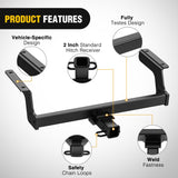Nilight 2 Inch Receiver Tow Hitch for 2018-2024 Subaru Crosstrek All | Class 3 Trailer Hitch for 2018 2019 2020 2021 2022 2023 2024 Subaru Crosstrek All Black Powder Coated, view 4