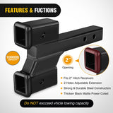 Nilight 2 Inch Trailer Dual Hitch Receiver with 2 & 4Inch Rise or Drop, view 6