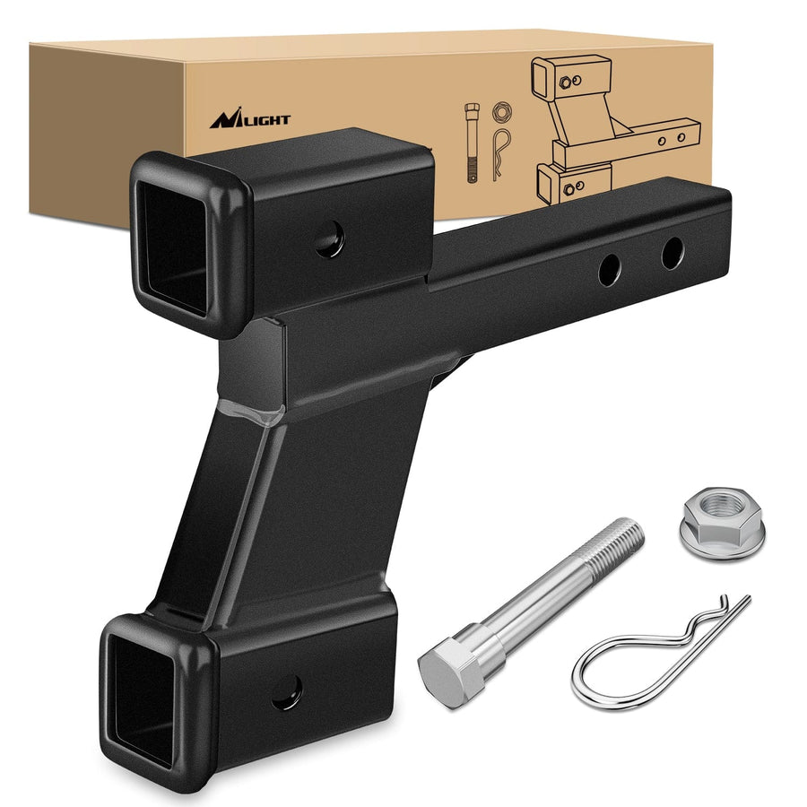 Nilight 2 Inch Trailer Dual Hitch Receiver with 2 & 6Inch Rise or Drop