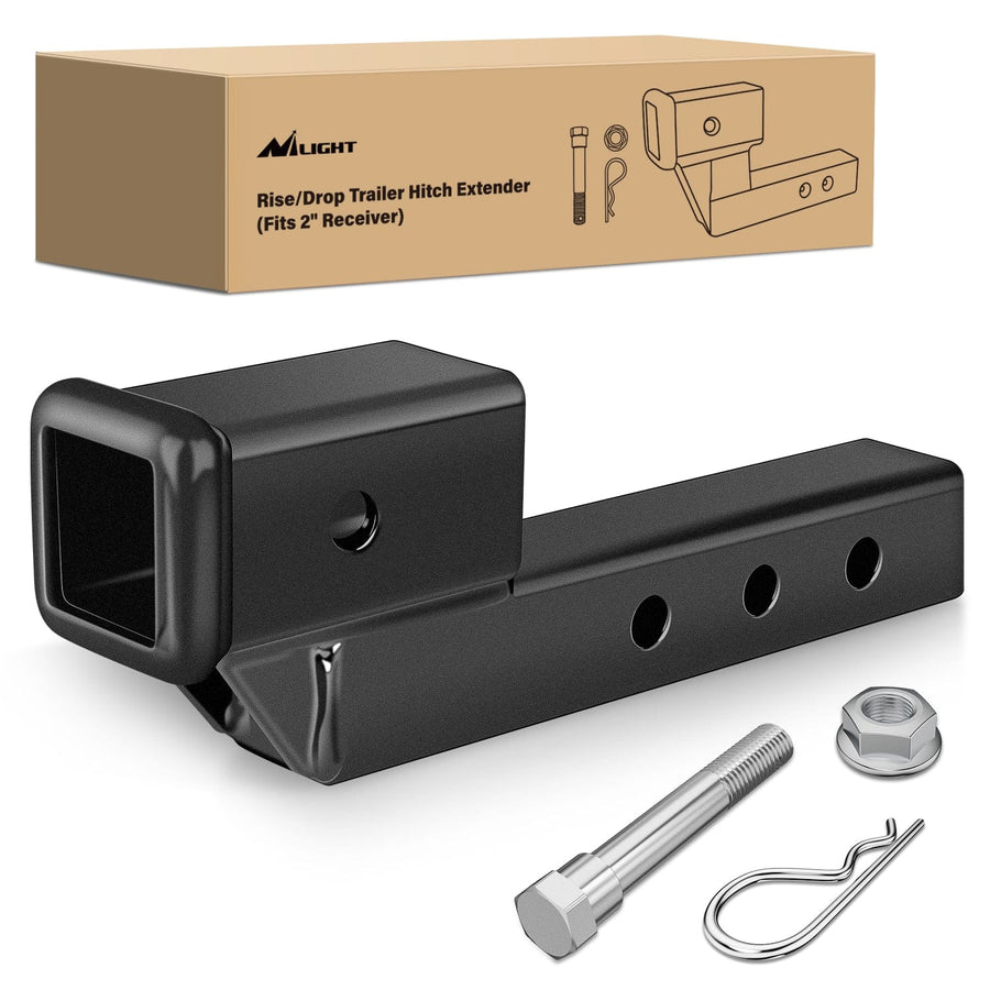 Nilight 2 Inch Trailer Dual Hitch Receiver with 2Inch Rise or Drop