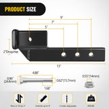 Nilight 2 Inch Trailer Dual Hitch Receiver with 2Inch Rise or Drop, view 2
