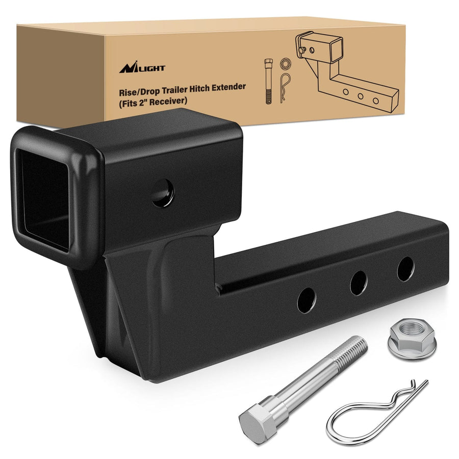 Nilight 2 Inch Trailer Dual Hitch Receiver with 4Inch Rise or Drop