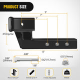 Nilight 2 Inch Trailer Dual Hitch Receiver with 4Inch Rise or Drop, view 2