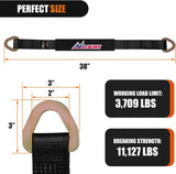 Nilight 2 Inch x 38 Inch Axle Tie Down Straps with D-Rings & Protective Sleeves | 11,127 LBS Break Strength for Car Haulers Engine Hoists Trucks Trailers and UTVs 4 Pack Black, view 2