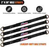 Nilight 2 Inch x 38 Inch Axle Tie Down Straps with D-Rings & Protective Sleeves | 11,127 LBS Break Strength for Car Haulers Engine Hoists Trucks Trailers and UTVs 4 Pack Black, view 4