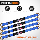 Nilight 2 Inch x 38 Inch Axle Tie Down Straps with D-Rings & Protective Sleeves | 11,127 LBS Break Strength for Car Haulers Engine Hoists Trucks Trailers and UTVs 4 Pack Blue, view 4