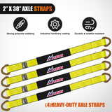 Nilight 2 Inch x 38 Inch Axle Tie Down Straps with D-Rings & Protective Sleeves | 11,127 LBS Break Strength for Car Haulers Engine Hoists Trucks Trailers and UTVs 4 Pack Yellow, view 4
