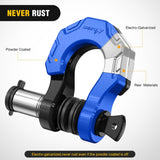 Nilight 2 Pack 3/4 Inch D-Ring Separate Shackle 45,000 Lbs Break Strength | Includes 7/8 Inch Lock Pin, Isolators and Washers Off Road Recovery, for Tow Strap Winch Truck Vehicle Black&Blue, view 4