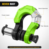 Nilight 2 Pack 3/4 Inch D-Ring Separate Shackle 45,000 Lbs Break Strength | Includes 7/8 Inch Lock Pin, Isolators and Washers Off Road Recovery, for Tow Strap Winch Truck Vehicle Black&Green, view 4