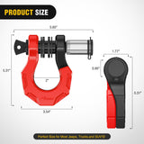 Nilight 2 Pack 3/4 Inch D-Ring Separate Shackle 45,000 Lbs Break Strength | Includes 7/8 Inch Lock Pin, Isolators and Washers Off Road Recovery, for Tow Strap Winch Truck Vehicle Black&Red, view 2