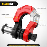 Nilight 2 Pack 3/4 Inch D-Ring Separate Shackle 45,000 Lbs Break Strength | Includes 7/8 Inch Lock Pin, Isolators and Washers Off Road Recovery, for Tow Strap Winch Truck Vehicle Black&Red, view 4