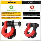 Nilight 2 Pack 3/4 Inch D-Ring Separate Shackle 45,000 Lbs Break Strength | Includes 7/8 Inch Lock Pin, Isolators and Washers Off Road Recovery, for Tow Strap Winch Truck Vehicle Black&Red, view 5