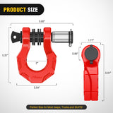 Nilight 2 Pack 3/4 Inch D-Ring Separate Shackle with 7/8 Inch Lock Pin 45,000 lbs Break Strength, Off Road Recovery Shackle with Isolators Washers for Use with Tow Strap, Winch, Truck Vehicle (Red), view 2