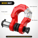 Nilight 2 Pack 3/4 Inch D-Ring Separate Shackle with 7/8 Inch Lock Pin 45,000 lbs Break Strength, Off Road Recovery Shackle with Isolators Washers for Use with Tow Strap, Winch, Truck Vehicle (Red), view 4