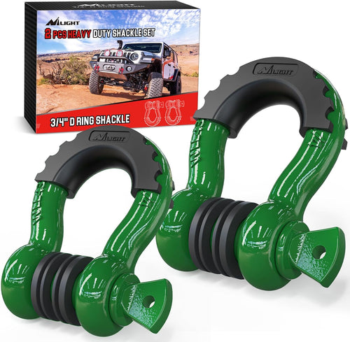 Nilight 2 Pack 3/4 Inch D-Ring Shackle with 7/8 Inch Screw Pin 41,887lbs Break Strength, Heavy Duty Off Road Recovery Shackle with Isolators Washers for Use with Tow Strap, Winch, Off-Road Jeep Truck Vehicle