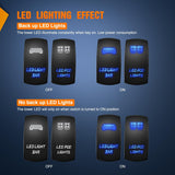 Nilight 2 Pack Led Pod Lights Rocker Switch Light Bar 5 Pin Laser On Off SPST Switches 20A/12V 10A/24V Blue with Jumper Wires Set for Cars Trucks RVs, view 3