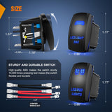 Nilight 2 Pack Led Pod Lights Rocker Switch Light Bar 5 Pin Laser On Off SPST Switches 20A/12V 10A/24V Blue with Jumper Wires Set for Cars Trucks RVs, view 5