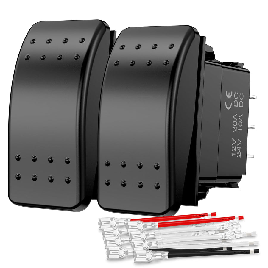 Nilight 2 Pack Momentary Rocker Switches 6 Pin Waterproof ON Off ON DPDT Toggle Switch 20A/12V 10A/24V with Jumper Wires Set for Cars Trucks Boats ATVs UTVs RVs