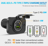 Nilight 2 Pack PD Type C and QC 3.0 USB Fast Outlet Panel with LED ON Off Touch Switch Fused Wire Kit for 12V 24V Cars Trucks RVs Motorcycles Buses Boats, view 5
