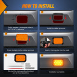 Nilight 2 Pcs 5 X 3 Inch 10 Led Amber Rectangular Trailer Tail Light, view 5