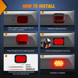 Nilight 2 Pcs 5 X 3 Inch 10 Led Red Rectangular Trailer Tail Light, view 5
