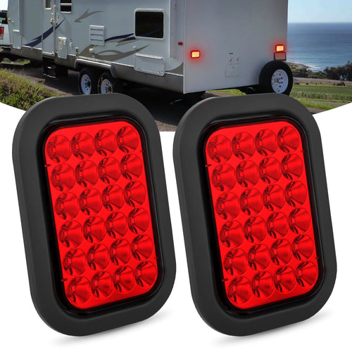 Nilight 2 Pcs 5 X 3 Inch 24 Led Red Rectangular Trailer Tail Light