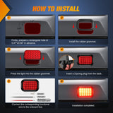 Nilight 2 Pcs 5 X 3 Inch 24 Led Red Rectangular Trailer Tail Light, view 5