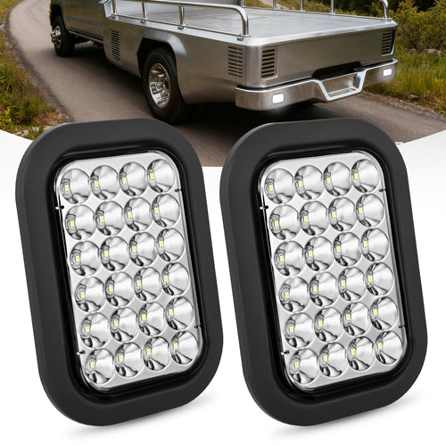 Nilight 2 Pcs 5 X 3 Inch 24 Led White Rectangular Trailer Tail Light