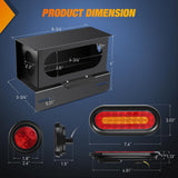 Nilight 2 PCS Steel Trailer Light Boxes Housing Kit 3LED License Plate Lights 6 Inches Oval Red Amber Tailight 2 Inch Round Side Marker Lamp Grommet Plugs for Truck Tractor Car, view 2