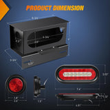 Nilight 2 PCS Steel Trailer Light Boxes Housing Kit 3LED License Plate Lights 6 Inches Oval Red White Trailight 2 Inch Round Side Marker Lamp Grommet Plugs for Truck Tractor Car, view 2