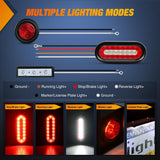 Nilight 2 PCS Steel Trailer Light Boxes Housing Kit 3LED License Plate Lights 6 Inches Oval Red White Trailight 2 Inch Round Side Marker Lamp Grommet Plugs for Truck Tractor Car, view 3